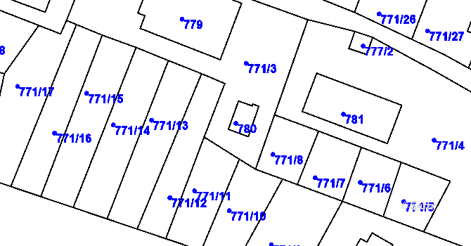 Parcela st. 780 v KÚ Nový Vestec, Katastrální mapa