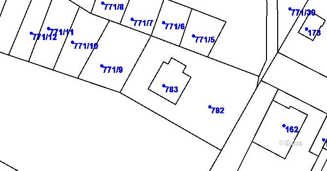Parcela st. 783 v KÚ Nový Vestec, Katastrální mapa