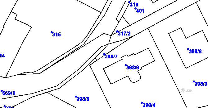 Parcela st. 398/7 v KÚ Nový Vestec, Katastrální mapa