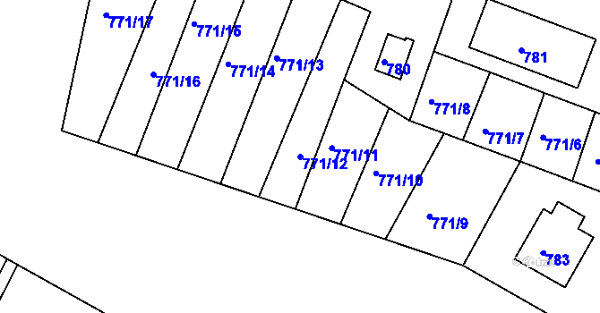 Parcela st. 771/12 v KÚ Nový Vestec, Katastrální mapa
