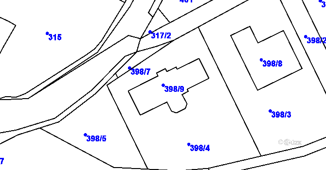 Parcela st. 398/9 v KÚ Nový Vestec, Katastrální mapa