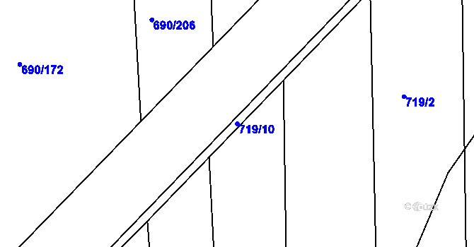 Parcela st. 719/10 v KÚ Nový Vestec, Katastrální mapa