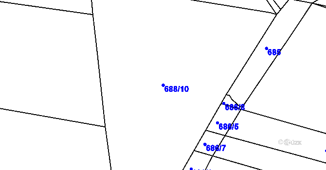 Parcela st. 688/10 v KÚ Nový Vestec, Katastrální mapa