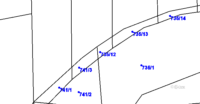 Parcela st. 735/12 v KÚ Nový Vestec, Katastrální mapa