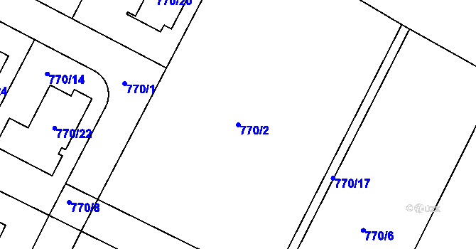 Parcela st. 770/2 v KÚ Nový Vestec, Katastrální mapa