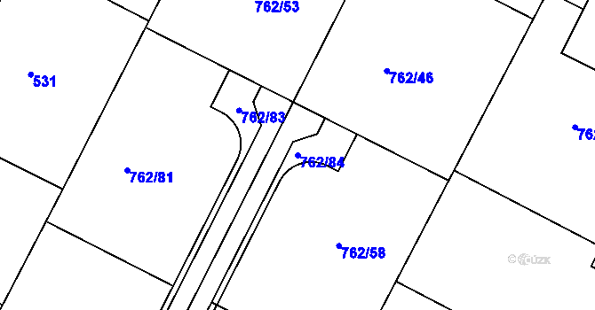 Parcela st. 762/84 v KÚ Nový Vestec, Katastrální mapa