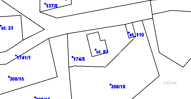 Parcela st. 87 v KÚ Nový Vojířov, Katastrální mapa