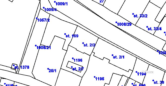 Parcela st. 2/2 v KÚ Nučice u Rudné, Katastrální mapa