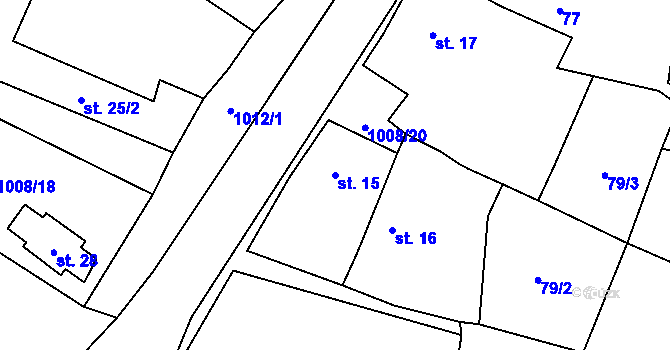 Parcela st. 15 v KÚ Nučice u Rudné, Katastrální mapa