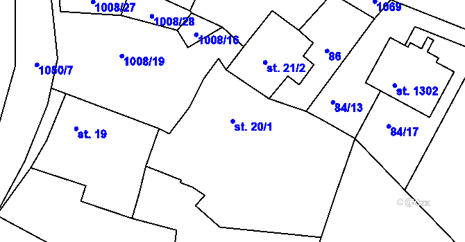 Parcela st. 20/1 v KÚ Nučice u Rudné, Katastrální mapa