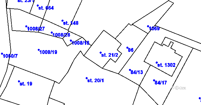 Parcela st. 21/2 v KÚ Nučice u Rudné, Katastrální mapa