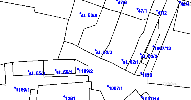 Parcela st. 52/3 v KÚ Nučice u Rudné, Katastrální mapa