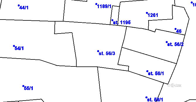 Parcela st. 56/3 v KÚ Nučice u Rudné, Katastrální mapa