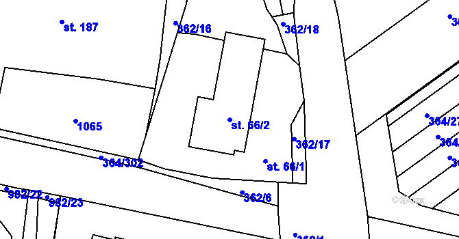 Parcela st. 66/2 v KÚ Nučice u Rudné, Katastrální mapa