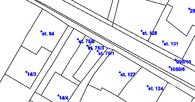 Parcela st. 75/1 v KÚ Nučice u Rudné, Katastrální mapa