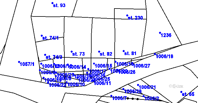 Parcela st. 82 v KÚ Nučice u Rudné, Katastrální mapa
