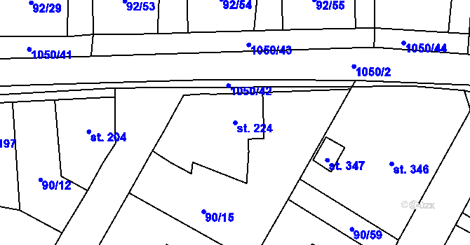 Parcela st. 224 v KÚ Nučice u Rudné, Katastrální mapa
