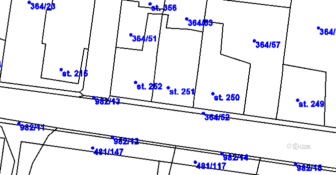 Parcela st. 251 v KÚ Nučice u Rudné, Katastrální mapa