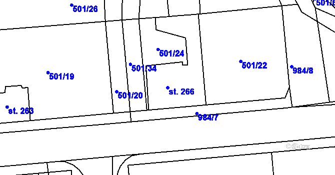 Parcela st. 266 v KÚ Nučice u Rudné, Katastrální mapa