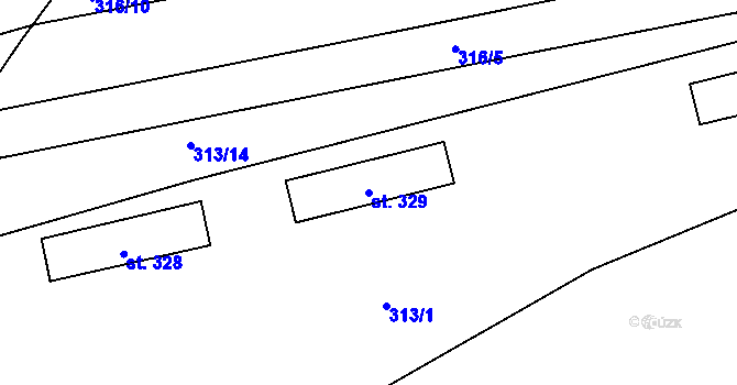 Parcela st. 329 v KÚ Nučice u Rudné, Katastrální mapa