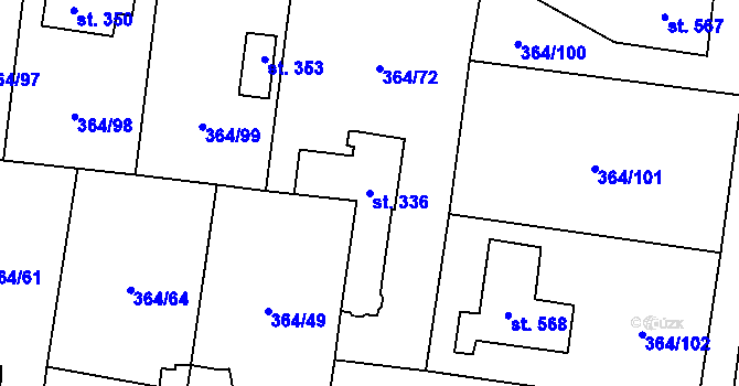 Parcela st. 336 v KÚ Nučice u Rudné, Katastrální mapa