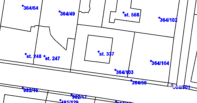 Parcela st. 337 v KÚ Nučice u Rudné, Katastrální mapa