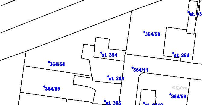 Parcela st. 354 v KÚ Nučice u Rudné, Katastrální mapa