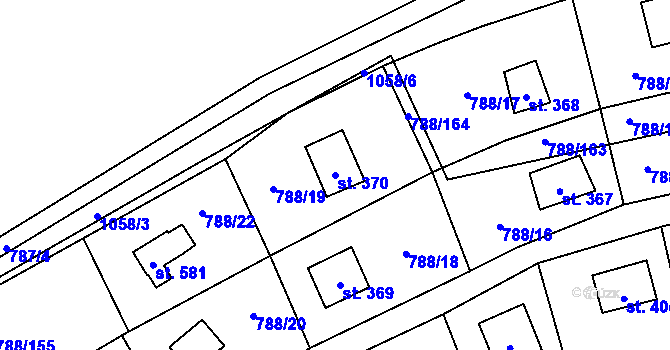 Parcela st. 370 v KÚ Nučice u Rudné, Katastrální mapa