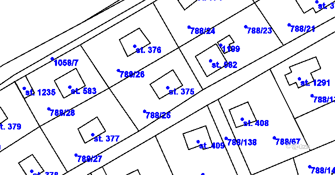 Parcela st. 375 v KÚ Nučice u Rudné, Katastrální mapa