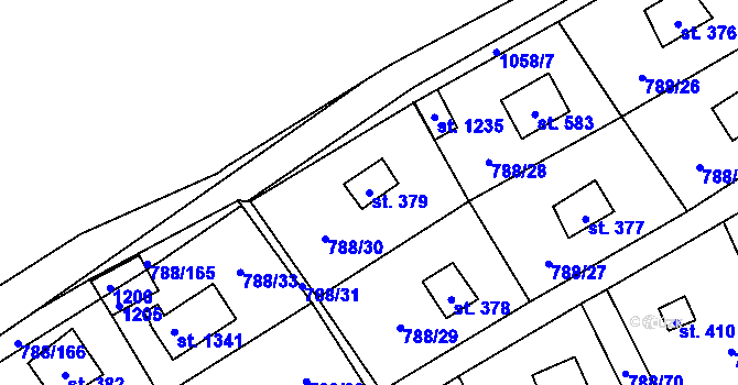 Parcela st. 379 v KÚ Nučice u Rudné, Katastrální mapa