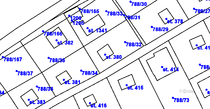Parcela st. 380 v KÚ Nučice u Rudné, Katastrální mapa