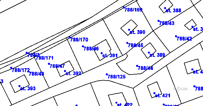 Parcela st. 391 v KÚ Nučice u Rudné, Katastrální mapa