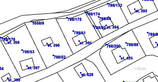 Parcela st. 395 v KÚ Nučice u Rudné, Katastrální mapa