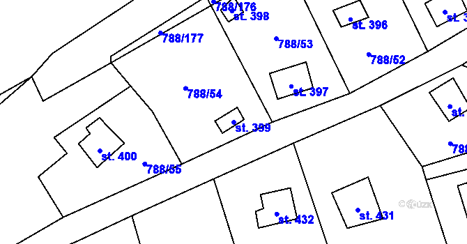 Parcela st. 399 v KÚ Nučice u Rudné, Katastrální mapa