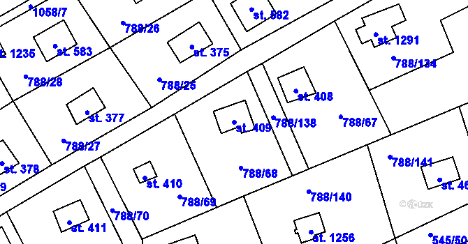 Parcela st. 409 v KÚ Nučice u Rudné, Katastrální mapa