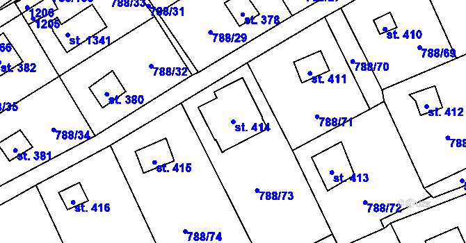 Parcela st. 414 v KÚ Nučice u Rudné, Katastrální mapa