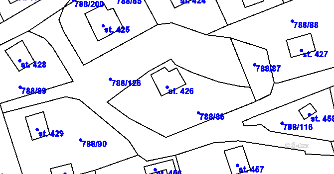 Parcela st. 426 v KÚ Nučice u Rudné, Katastrální mapa