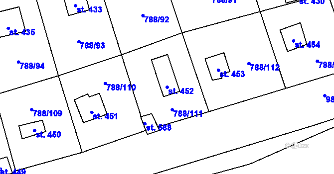 Parcela st. 452 v KÚ Nučice u Rudné, Katastrální mapa