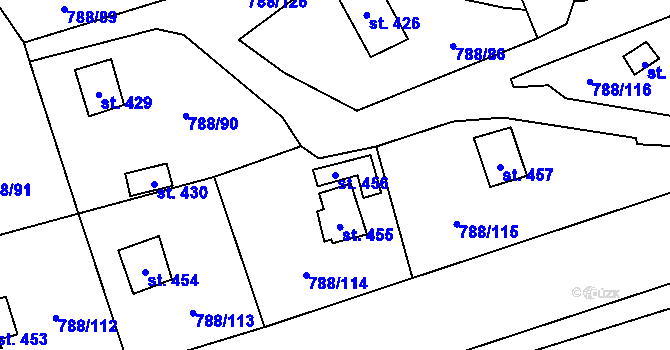 Parcela st. 456 v KÚ Nučice u Rudné, Katastrální mapa