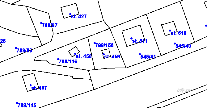 Parcela st. 459 v KÚ Nučice u Rudné, Katastrální mapa