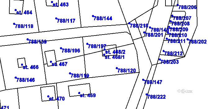 Parcela st. 468/1 v KÚ Nučice u Rudné, Katastrální mapa