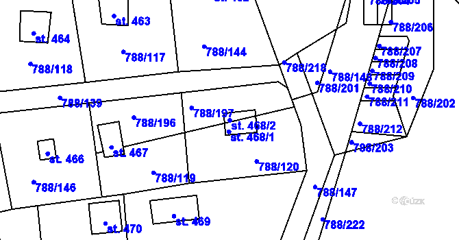 Parcela st. 468/2 v KÚ Nučice u Rudné, Katastrální mapa