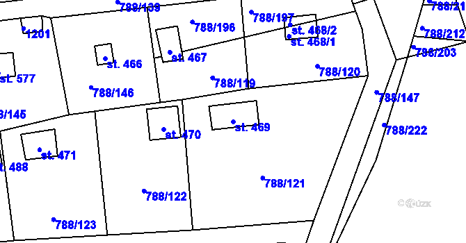 Parcela st. 469 v KÚ Nučice u Rudné, Katastrální mapa