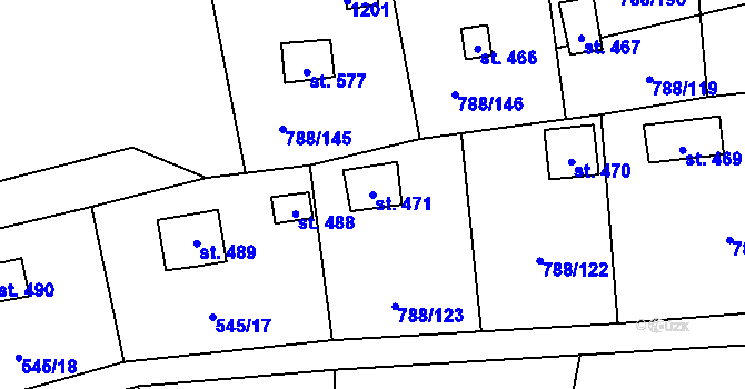 Parcela st. 471 v KÚ Nučice u Rudné, Katastrální mapa