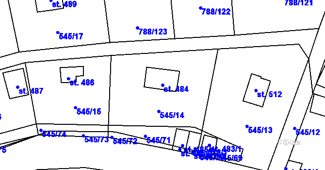 Parcela st. 484 v KÚ Nučice u Rudné, Katastrální mapa