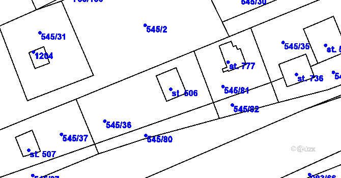 Parcela st. 506 v KÚ Nučice u Rudné, Katastrální mapa