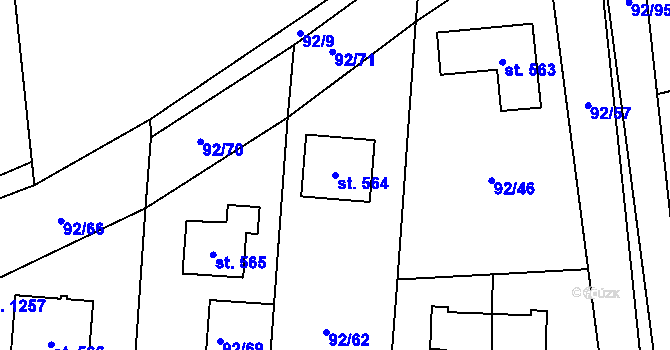 Parcela st. 564 v KÚ Nučice u Rudné, Katastrální mapa