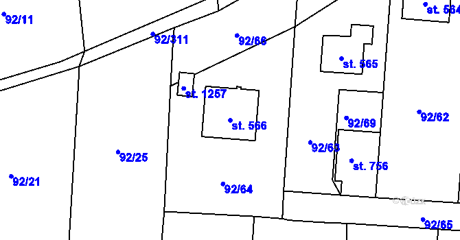 Parcela st. 566 v KÚ Nučice u Rudné, Katastrální mapa