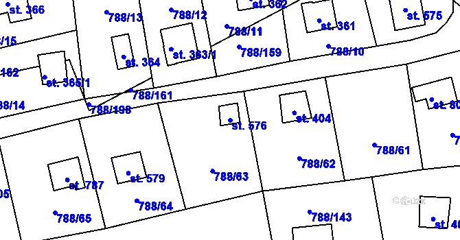 Parcela st. 576 v KÚ Nučice u Rudné, Katastrální mapa