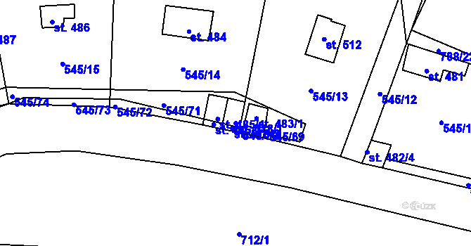 Parcela st. 578/1 v KÚ Nučice u Rudné, Katastrální mapa